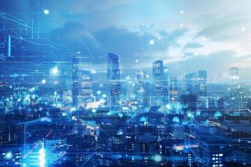 Fototapeta premium Futuristic Smart City with Innovative Technology Overview