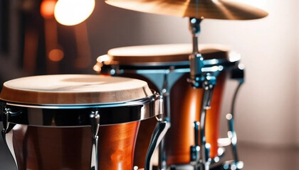 Obraz premium Bongos drums close up, ai