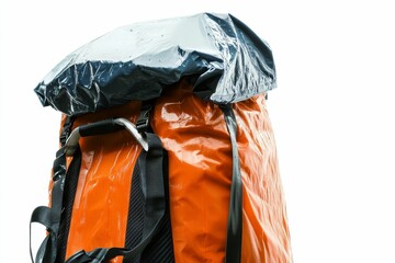 Orange waterproof bag, dark gray rain cover.
