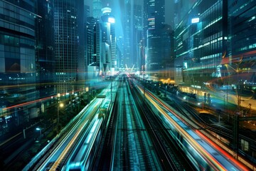 Fototapeta premium Futuristic Urban Scene with Seamless Transportation Network