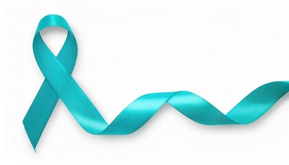 Teal Ribbon Symbolizing Awareness, Support, and Advocacy for Cervical Cancer, Sexual Violence Prevention, and PTSD. Unifying Icon of Hope, Empowerment, and Resilience Across Communities