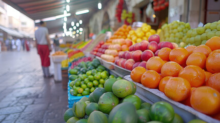fresh vegetables on market stall