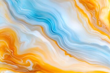 Flowing Marble-like Acrylic Ink Gradient with Saturated Citrus Hues Abstract Background