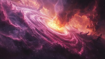 Cosmic plasma waves with glowing magenta trails, swirling energy fields, and subtle nebula textures