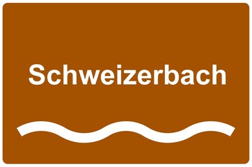 Illustration eines Namensschildes für den Fluss 