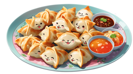 Adorable Cat Dumplings isolated on transparent background