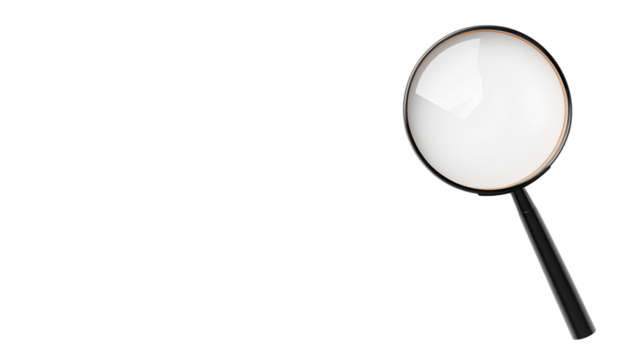 Hand Holding Magnifying Glass, 3D Render, Transparent Background