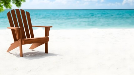 Quiet beach scene with a single chair and footprints in the sand