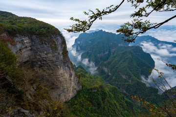 Beautiful nature landscape with mist at Tianmen Shan national park, The famous tourist destination at Zhangjiajie