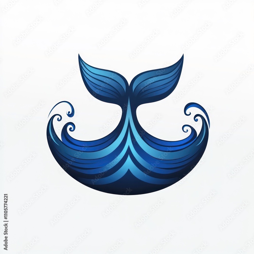 Poster here's a and keyword list for your image.. stylized whale tail and waves design.