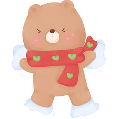 Cute Cartoon Bear Winter Illustration - Christmas Character 