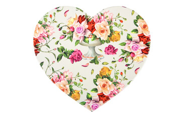 heart of flowers on a white background