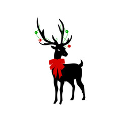 Christmas Reindeer Silhouette with Antler Decorations