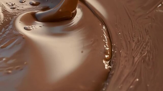 Movement of the chocolate liquid top view, generative ai