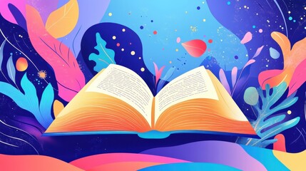 Literacy Day: Abstract Open Book Symbolizing Education and Information for Teachers and Students