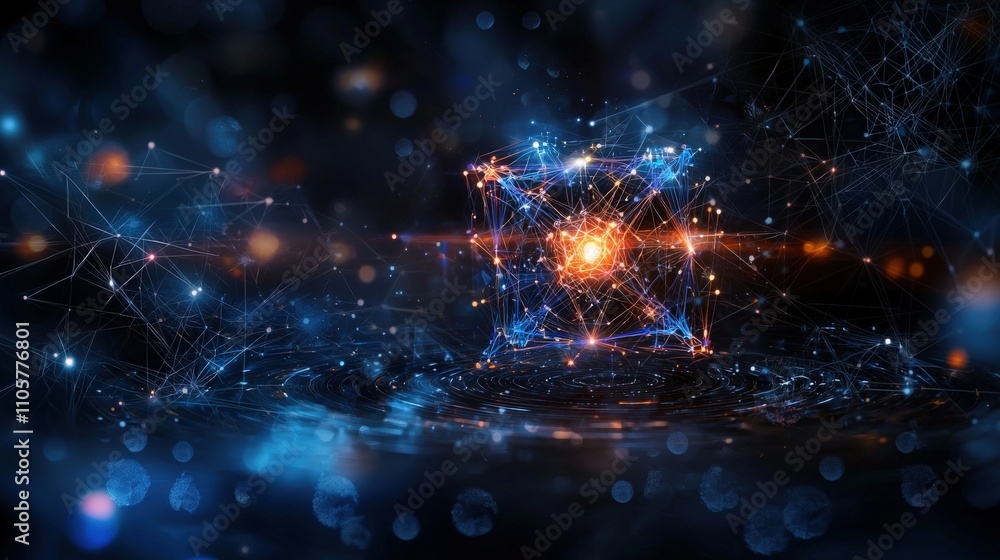 Leinwandbilder Quantum computing visualization digital realm abstract art futuristic environment close-up view innovative technologies