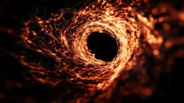A mesmerizing visual of a swirling vortex, radiating fiery colors, creating a sense of depth and mystery.