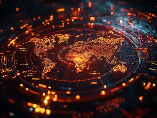 Glowing Digital Interface Showcasing Global Connectivity and Real Time Data Sharing