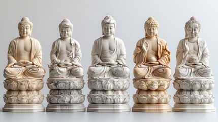 A set of various Buddha icons in full detail, isolated on a transparent background The collection includes a variety of lotus flowers as symbolic elements related to Buddha&rsquo;s teachings The Buddha 