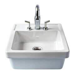 Fototapeta premium A sleek and modern sink set against a white background