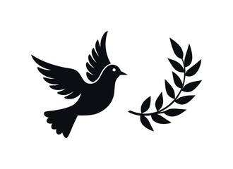 Peace Dove with Olive Branch Symbol – Vector Illustration for Serenity and Harmony