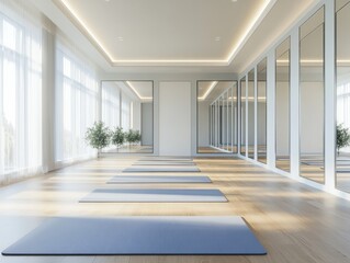 Fototapeta premium Spacious Yoga Studio with Light and Mirrors