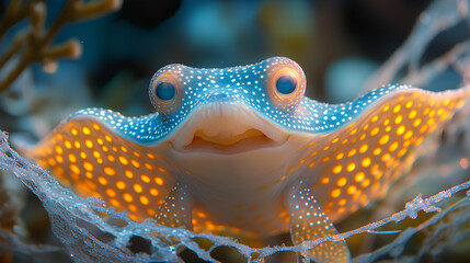 A whimsical underwater creature with vibrant colors and intricate patterns.