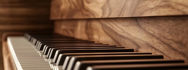 A close-up of the keys on an upright piano, focusing only on one or two notes in white and black with visible details like wood grain