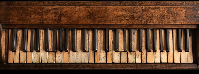 A close-up of the keys on an upright piano, focusing only on one or two notes in white and black...