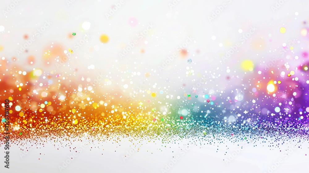 Poster vibrant and colorful background filled with sparkling dots and bokeh effects, creating festive and c