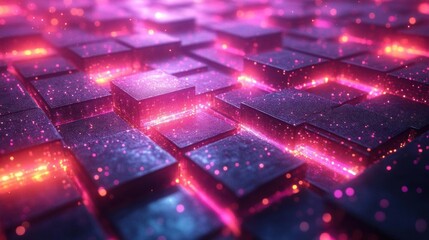 Fototapeta premium Highdetail aurora grids with glowing neon accents, dynamic overlays, and soft shadow finishes