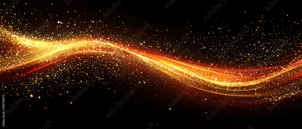 Poster vibrant, golden gradient background with sparkling particles creates dynamic and energetic atmospher