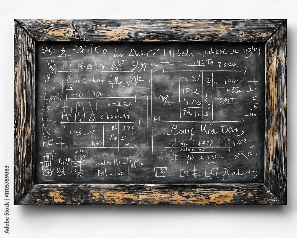Poster playful chalkboard style frame with scribbled doodles and lines