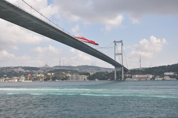 Bosporus Bridge (15 July Martyrs Bridge) in Istanbul, Turkey