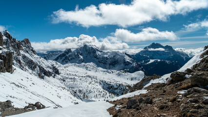 Vast Alpine Glory: Snowy Peaks of the Dolomite Mountains