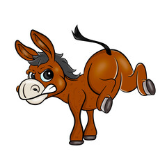 Donkey  Cartoon, Donkey Illustration, Hand Drawn Cartoon.