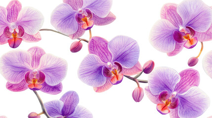 pink purple moon orchid or Phalaenopsis amabilis water color illustration