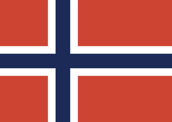 Norway flag with a vibrant red background and blue cross design showcasing national pride. Vector image.