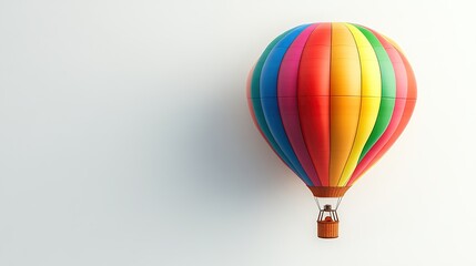 Obraz premium A colorful hot air balloon floats against a plain background, symbolizing adventure and leisure.