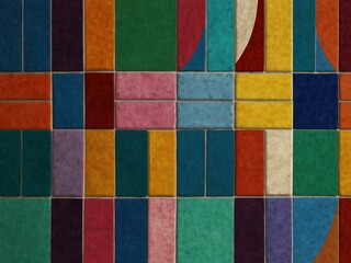 Colorful geometric tile pattern design.