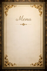 Luxurious blank menu page with ornate golden border