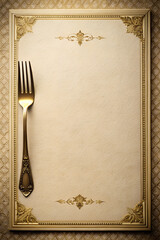 Luxurious blank menu page with golden fork