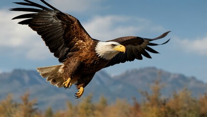 Obraz premium Colorful illustration of an eagle in flight.