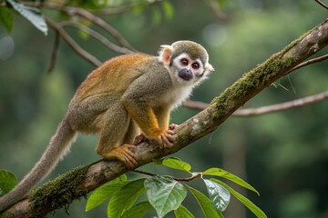 Obraz premium The Gabon talapoin (Miopithecus ogouensis), also known as the northern talapoin