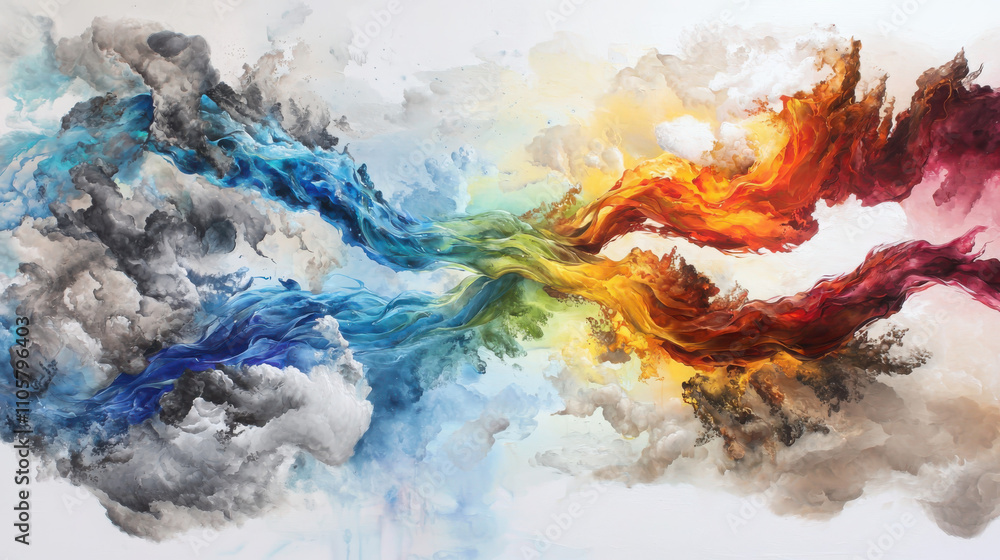 Poster exploring emotional pathways through the fluidity of consciousness an abstract color journey in a cr