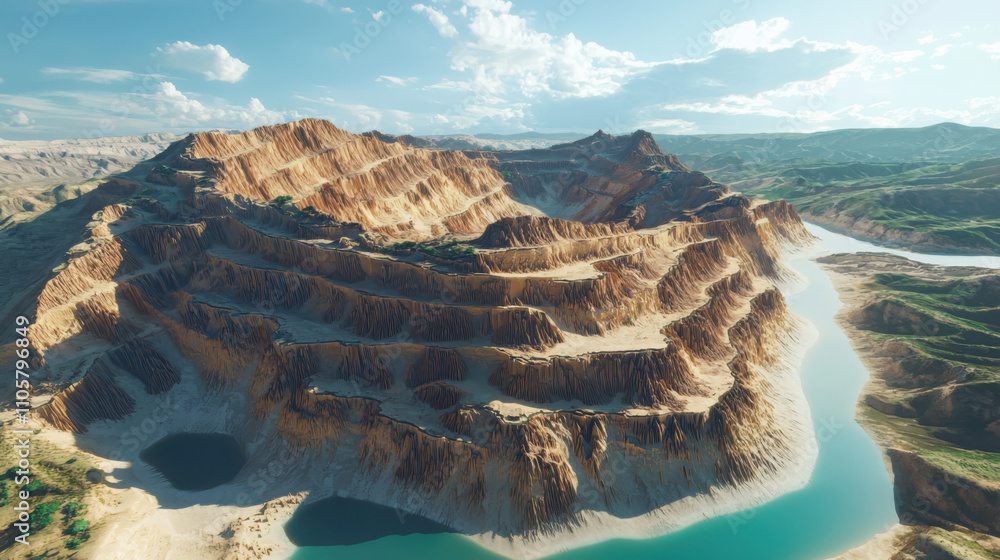 Aufkleber revealing earth's hidden structures fractal geological networks uncovered through digital technology