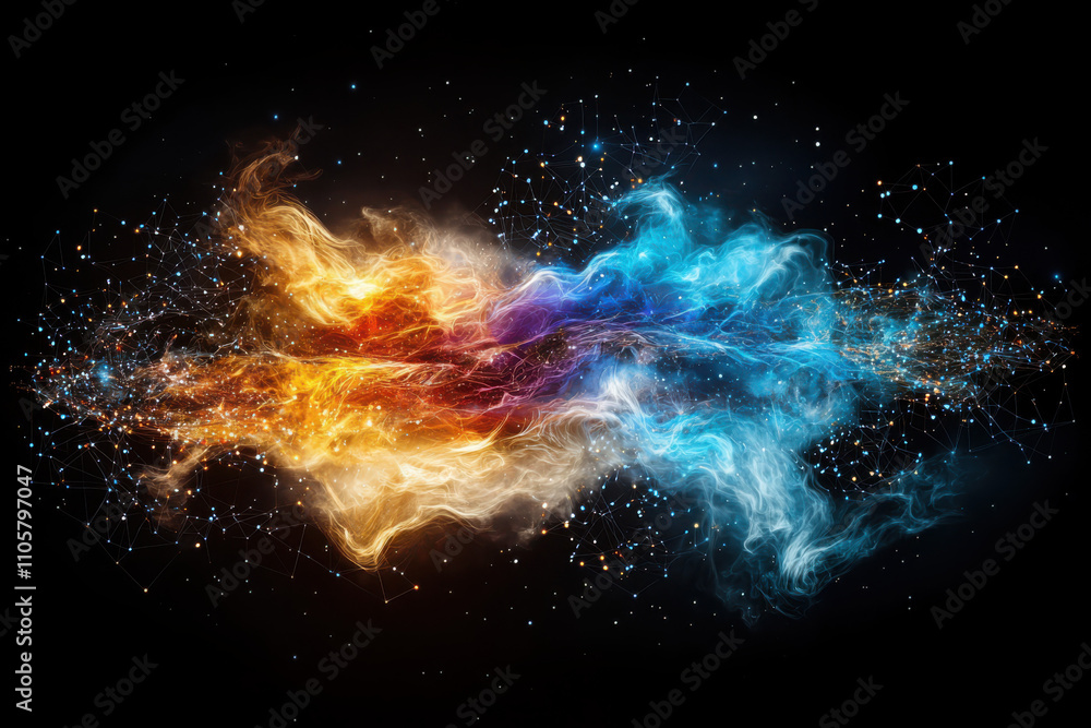 Poster visualizing stellar algorithms galactic data transmission in cosmic environments