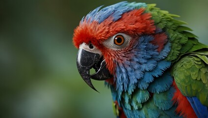 Colorful parrot with a striking mix of feathers in green, blue, and red.