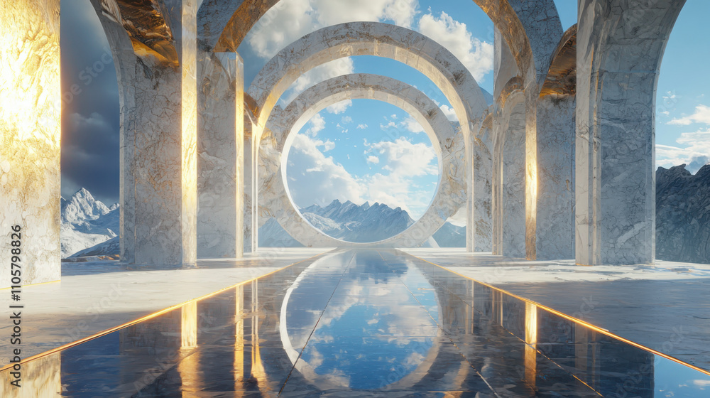 Poster exploring quantum realm visualization parallel universe boundaries with fractal designs in a surreal