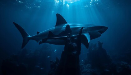 Fototapeta premium Majestic Great White Shark Underwater Ocean Wildlife Photo